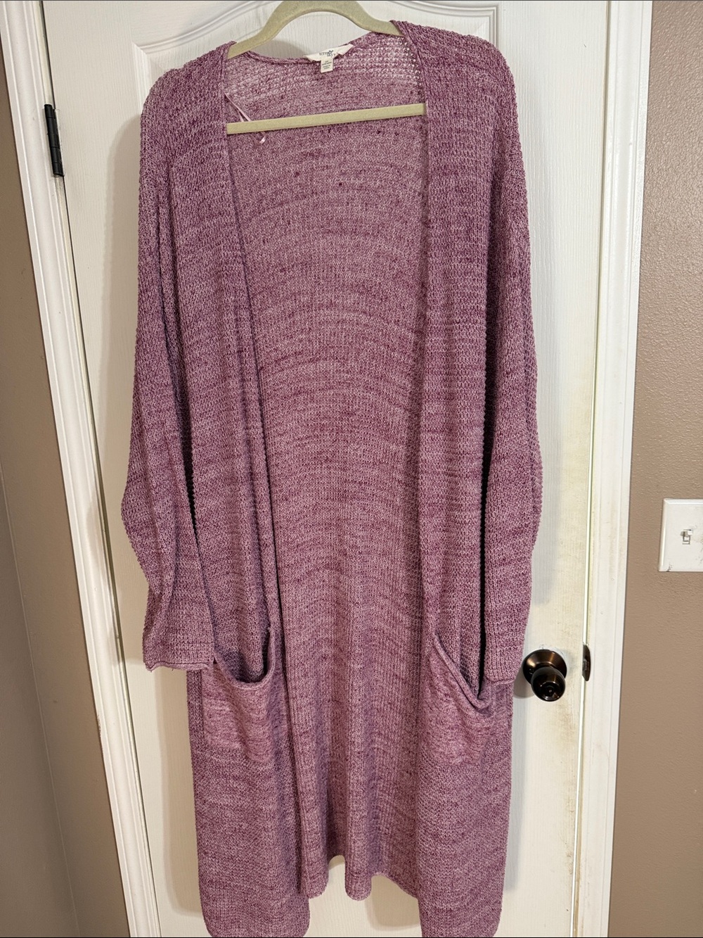 Terra & Sky Dusty Mauve Open-Front Long Cardigan